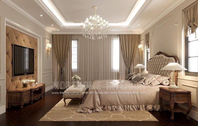 Mẫu táp đầu giường tủ đầu giường gỗ óc chó kiểu dáng tân cổ điển đẹp sang trọng cho phòng ngủ biệt thự