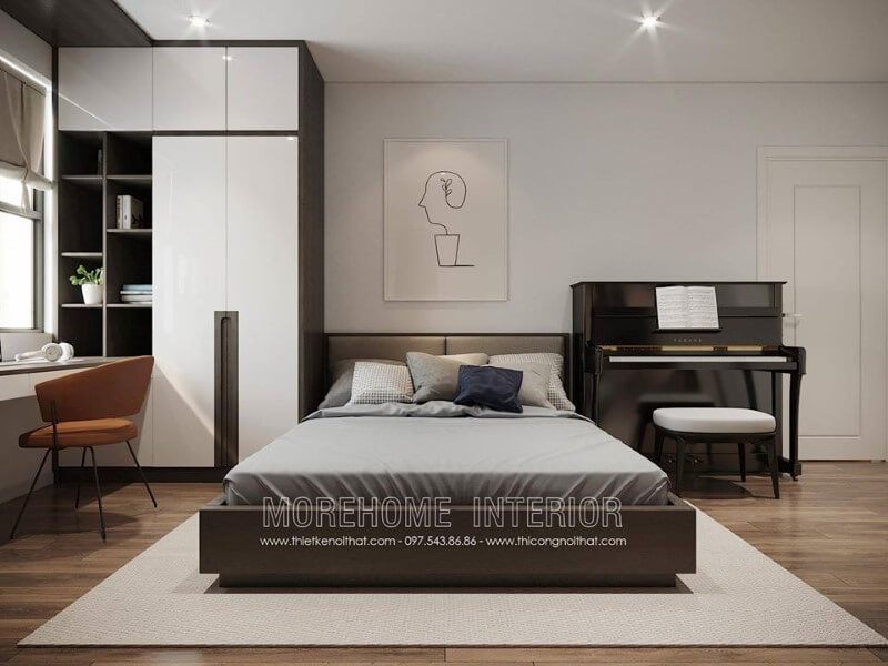 Con đã bố trí phòng ngủ của mình đẹp, gọn gàng và có những ngăn nắp.
