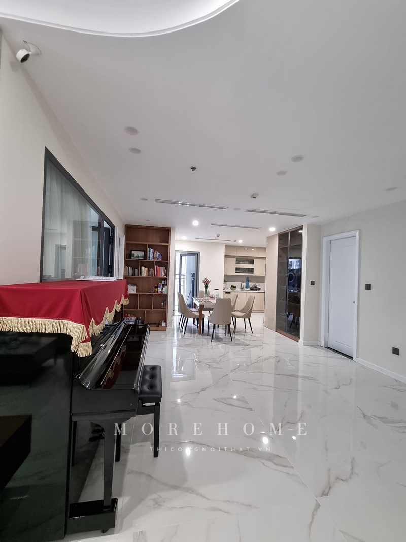 Thi công bộ bàn ăn 6 ghế hiện đại có tựa vững chắc thoải mái cho sử dụng không gian gọn gàng, ngăn nắp